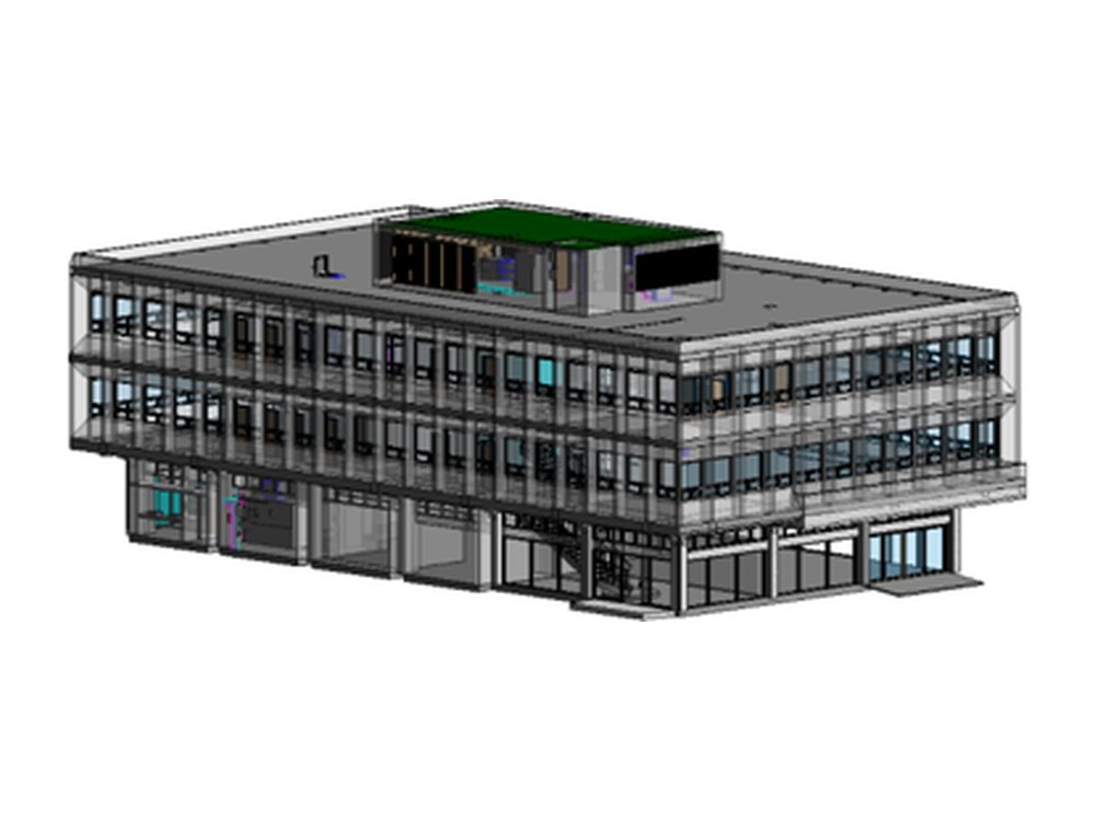 As built Revit model of an office building produced from point cloud data